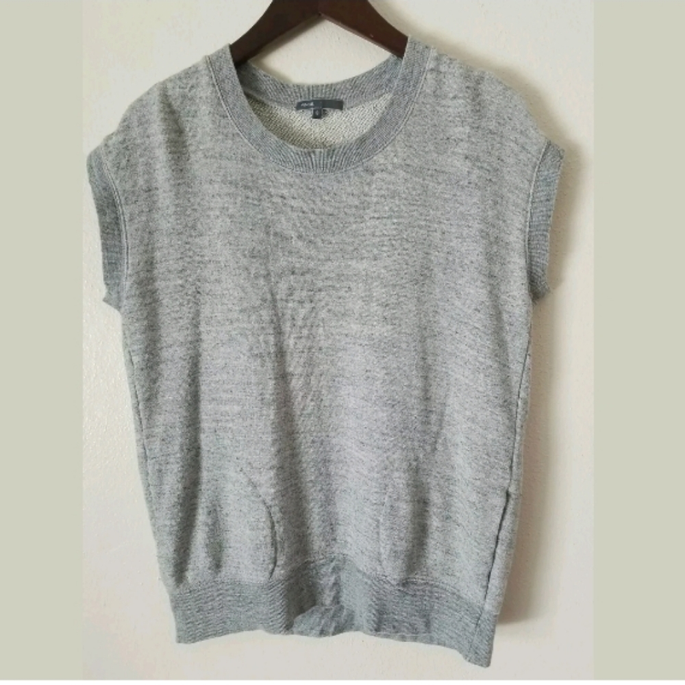 Vince Womens Crew Neck Sleeveless Heather Gray Pul